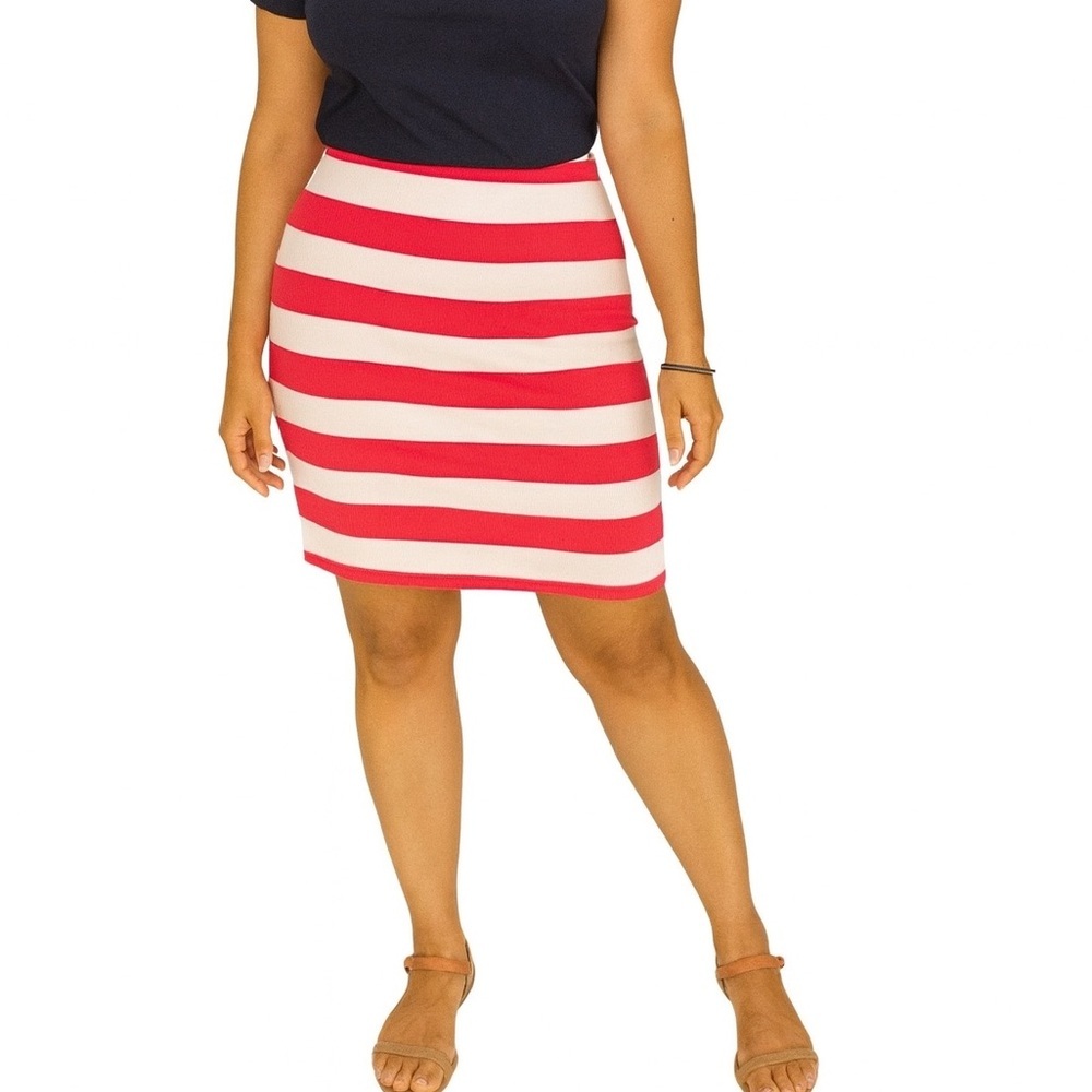 Rainbow neon striped‎ mini skirt, Size L, NWT